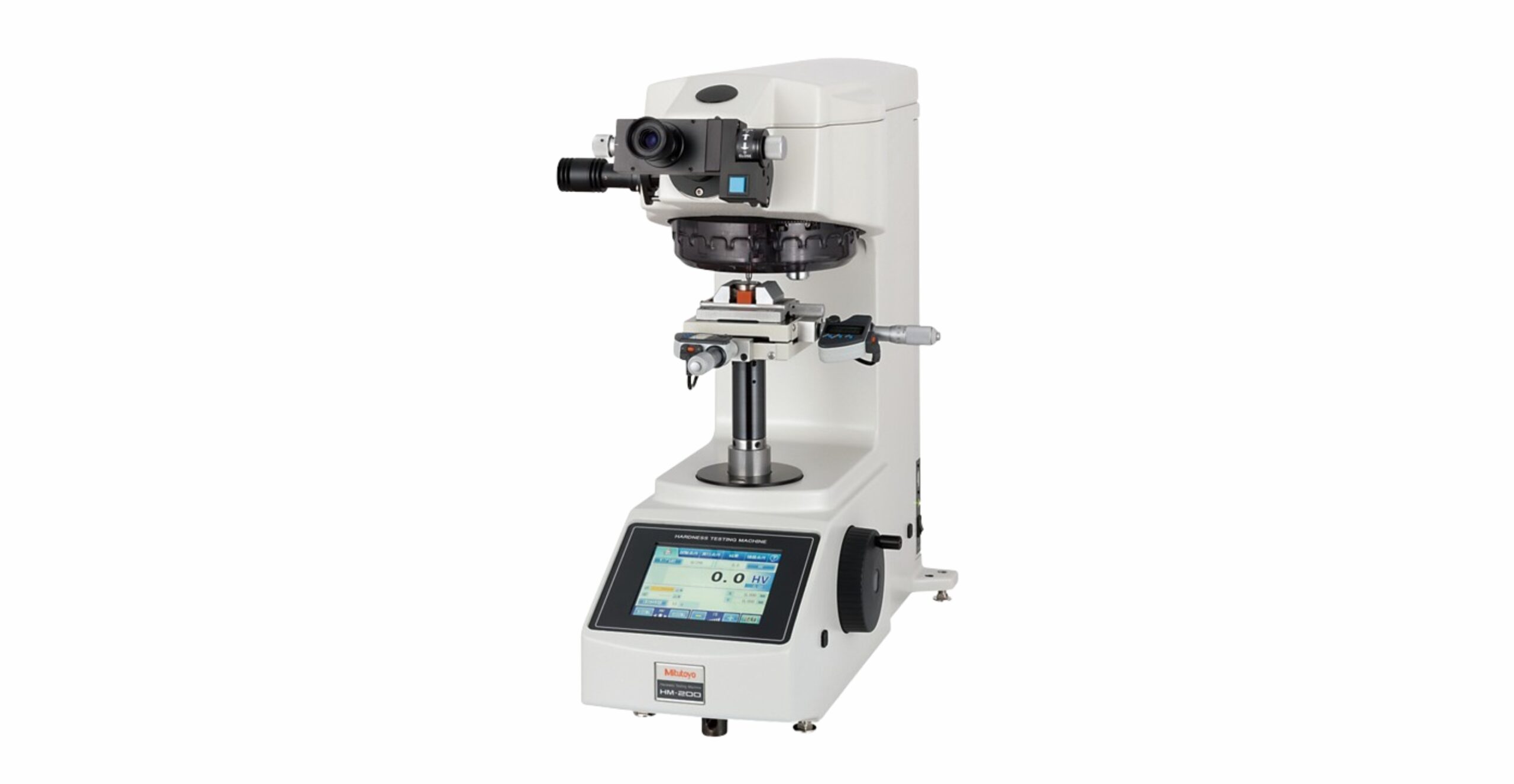 Micro Vickers hardness tester measuring indentation hardness on a cast iron sample at Esteem Auto
